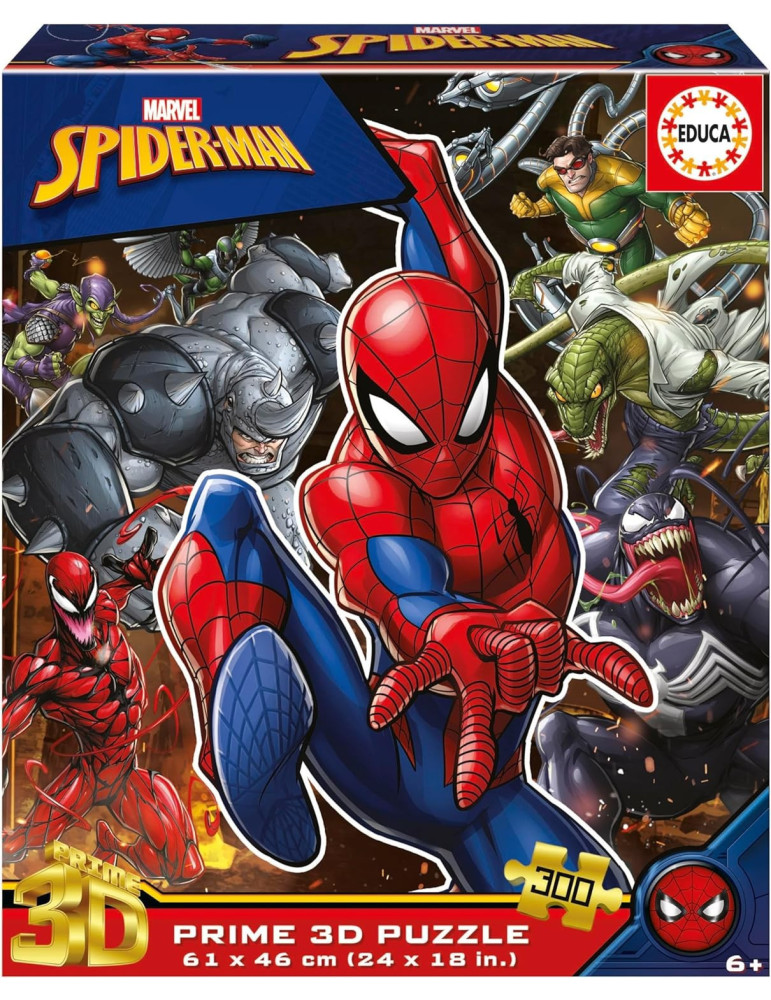 Educa 20049. Puzzle 3D Lenticular de 300 Piezas Spider-Man. 61x46cm