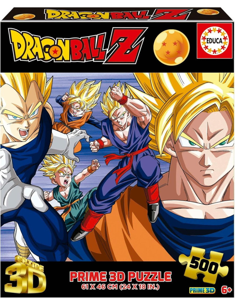 Educa 20274. Puzzle 3D Lenticular de 500 Piezas Dragon Ball. 61x46cm