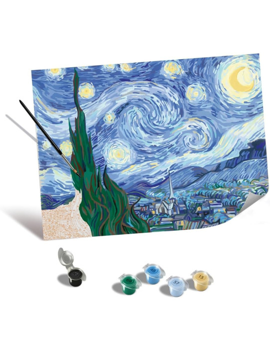 Ravensburger CreArt Canvas 23915. Kit para Pintar por Números La Noche Estrellada. 40x30cm
