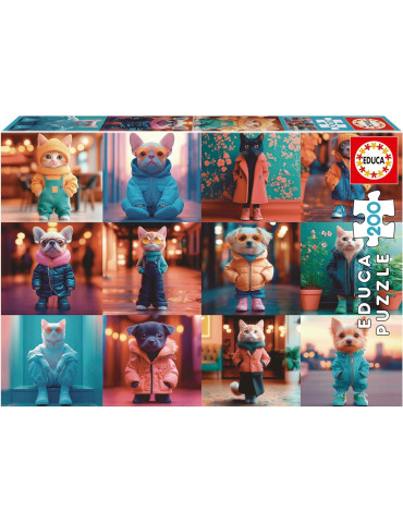 Educa 20219. Puzzle de 200 Piezas Animales Fashion. 40x28cm