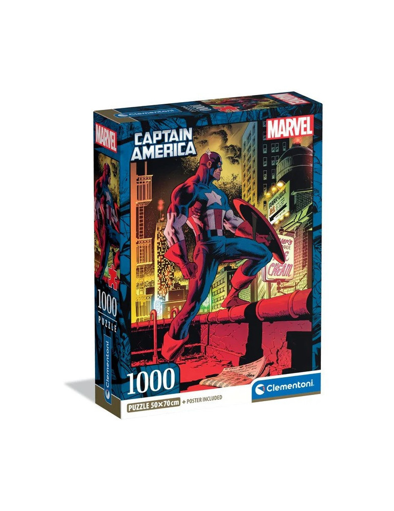 Clementoni 37049. Puzzle de 1000 piezas de Capitán América. 70x50cm