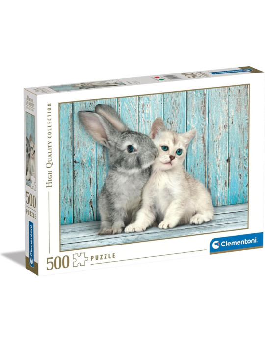 Clementoni 35004. Puzzle de 500 piezas de Gato y conejo. 49x36cm