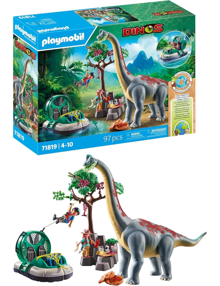 Playmobil Dinos 71819. Encuentro con el Brachiosaurus y Aerodeslizador. 4-10 años