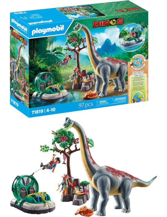 Playmobil Dinos 71819. Encuentro con el Brachiosaurus y Aerodeslizador. 4-10 años