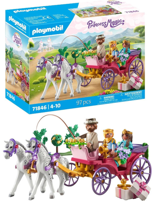 Playmobil Princess Magic 71846. Paseo en carruaje Real con Princesa y príncipe. A partir de 4 años