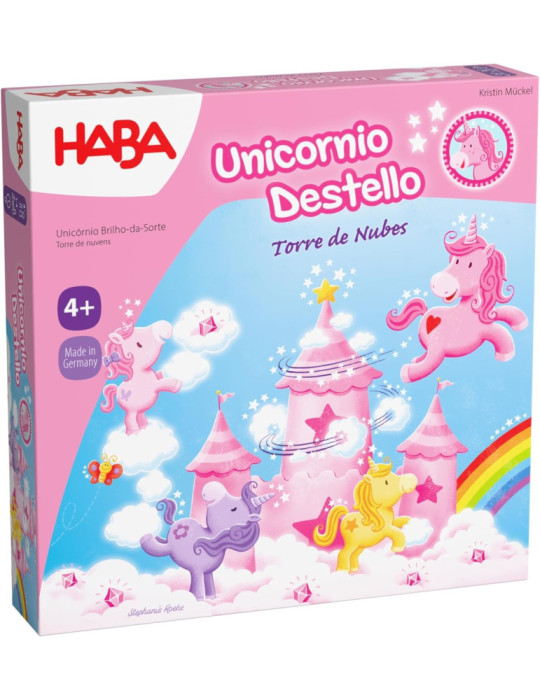 Haba 2012232005. Juego de mesa Unicornio Destello - Torre de Nubes. 1-4jug +4 años