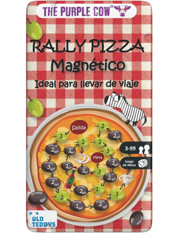 The Purple Cow PC6770. Juego de viaje magnético Rally Pizza. 2-4jug +5 años