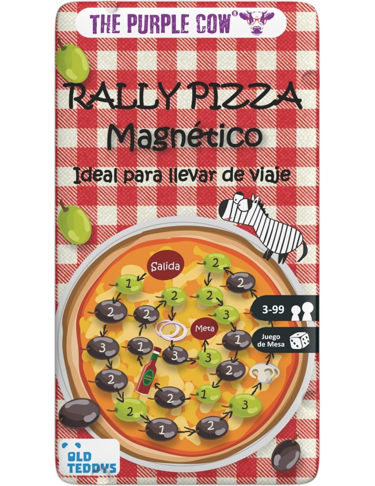 The Purple Cow PC6770. Juego de viaje magnético Rally Pizza. 2-4jug +5 años