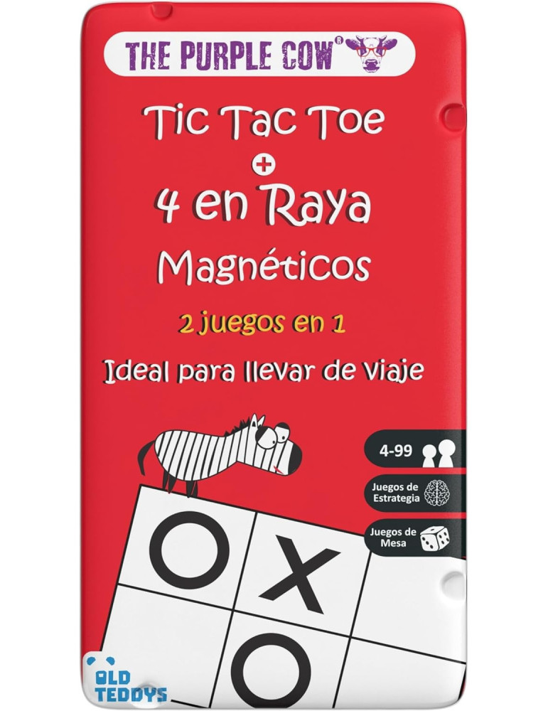 The Purple Cow PC6732. Juego de viaje magnético Tic Tac Toe + 4 en Raya. 2jug +4 años