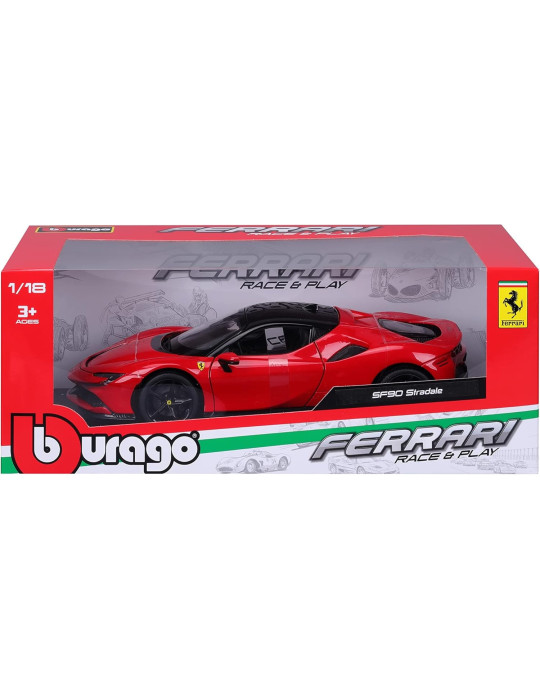 Burago 16015. Coche Ferrari SF90 Stradale Rojo. Escala 1/18