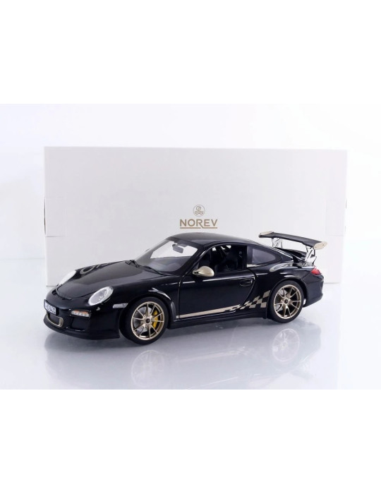 Norev 187563. Coche Porsche 911 GT3 RS 2009 Blanco y Negro. Escala 1/18
