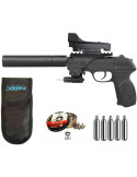 Set Pistola Perdigón Gamo PT-85 Tactical Blowback. 4.5mm + Visor + Accesorios.