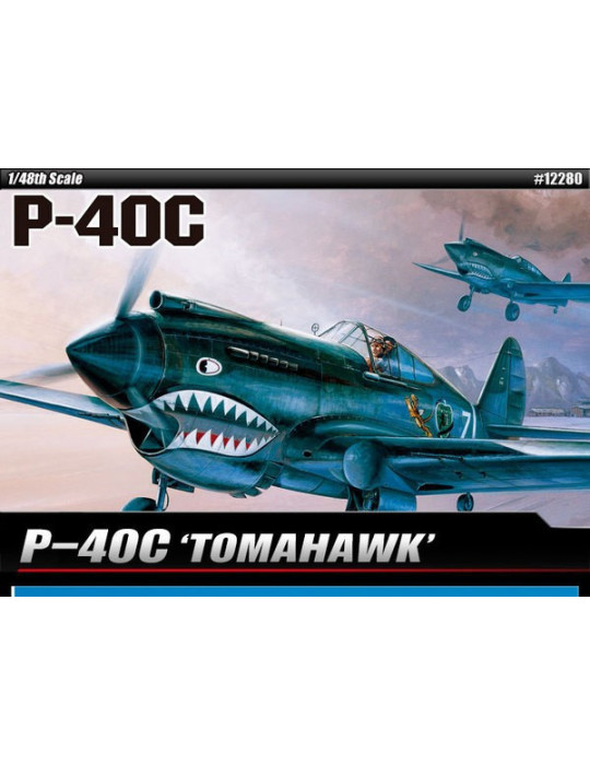Academy 12280. Kit de maqueta de plástico Avioneta P-40C Tomahawk. Escala 1/48