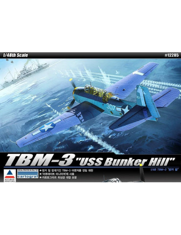 Academy 12285. Kit de maqueta de plástico TBM-3 "Uss Bunker Hill". Escala 1/48