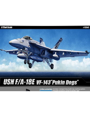 Academy 12547. Kit de maqueta de plástico USN F/A-18E VFA-143 "PukinDogs". Escala 1/72