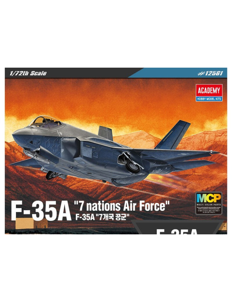 Academy 12561. Kit de maqueta de plástico F-35A "7 nations Air Force". Escala 1/72