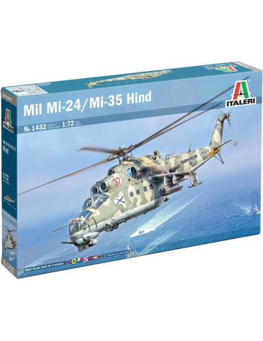 Italeri 1432. Kit de maqueta de plástico Helicóptero Mil Mi-24P. Escala 1/72