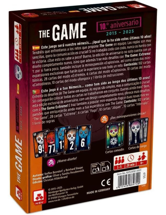 NSV 10053892-0001. Juego de cartas The Game 10ºAniversario Edición Limitada. 1-5jug. +8 años