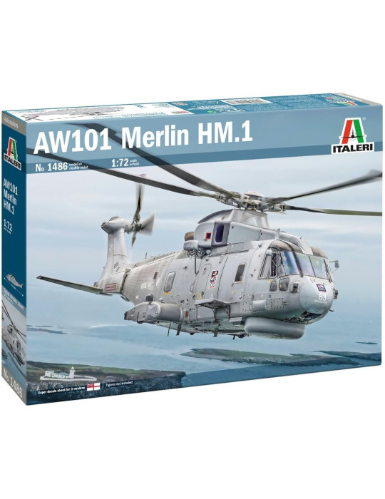 Italeri 1486. Kit de maqueta de plástico Helicóptero AW101 Merlin Hm.1. Escala 1/72