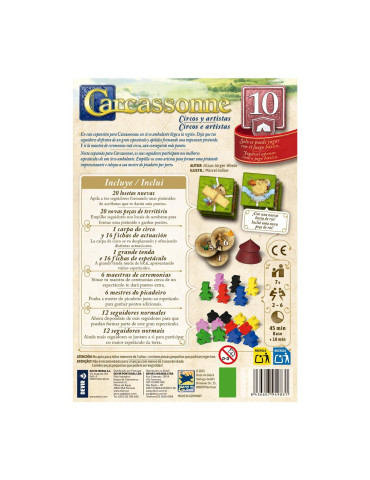 Devir BGCARCAPS. Expansión 10 de Carcassone "Circos y Artistas". 2-5 jug +7 años 2