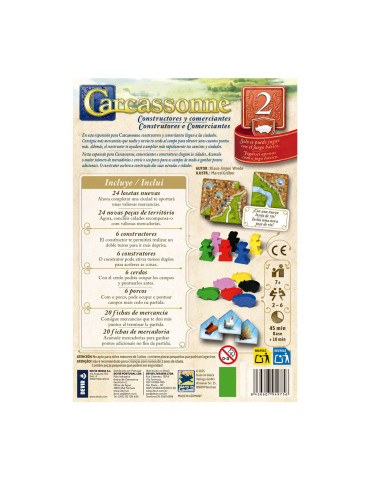 Devir BGCARCCPS. Expansión 2 de Carcassone "Constructores y comerciantes". 2-5 jug +7 años 2