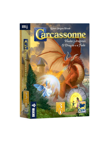 Devir BGCARDHPS. Expansión 3 de Carcassone "Dragones y Hadas". 2-6 jug +7 años