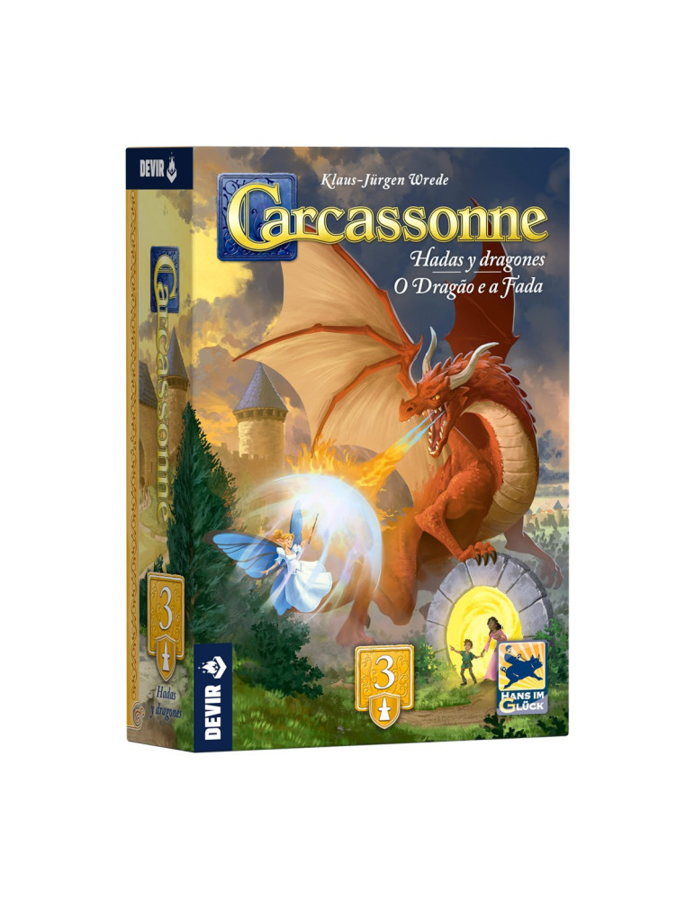 Devir BGCARDHPS. Expansión 3 de Carcassone "Dragones y Hadas". 2-6 jug +7 años