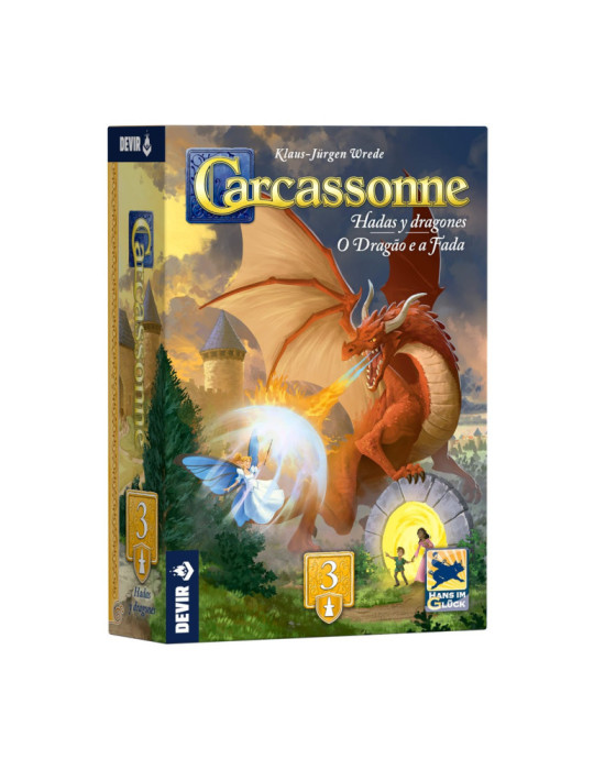 Devir BGCARDHPS. Expansión 3 de Carcassone "Dragones y Hadas". 2-6 jug +7 años