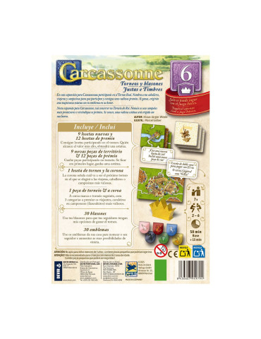 Devir BGCARTBPS. Expansión 6 de Carcassone "Torneos y Blasones". 2-5 jug +7 años 2