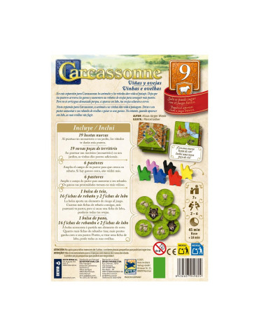 Devir BGCARVOPS. Expansión 9 de Carcassone "Viñas y Ovejas". 2-5 jug +7 años 2
