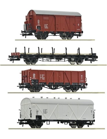 Roco 6600101. Set de 4 piezas: Vagones de mercancías, PKP. Escala HO