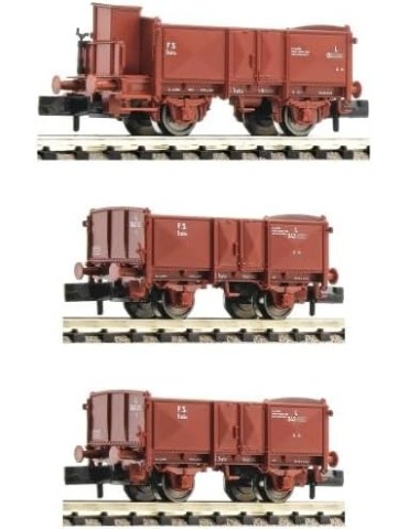 Fleischmann 6660034. Set de 3 Vagones de mercancías abiertos, FS, época III. Escala N