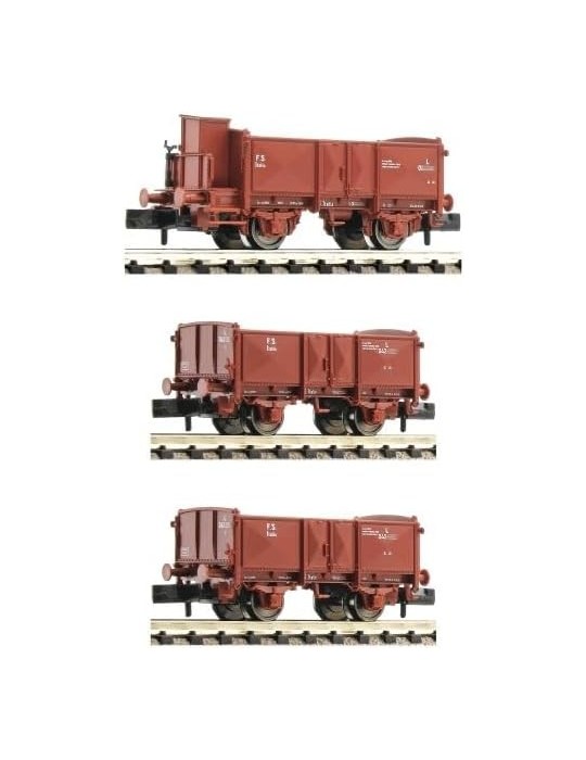 Fleischmann 6660034. Set de 3 Vagones de mercancías abiertos, FS, época III. Escala N