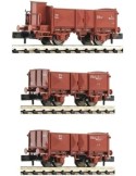 Fleischmann 6660034. Set de 3 Vagones de mercancías abiertos, FS, época III. Escala N