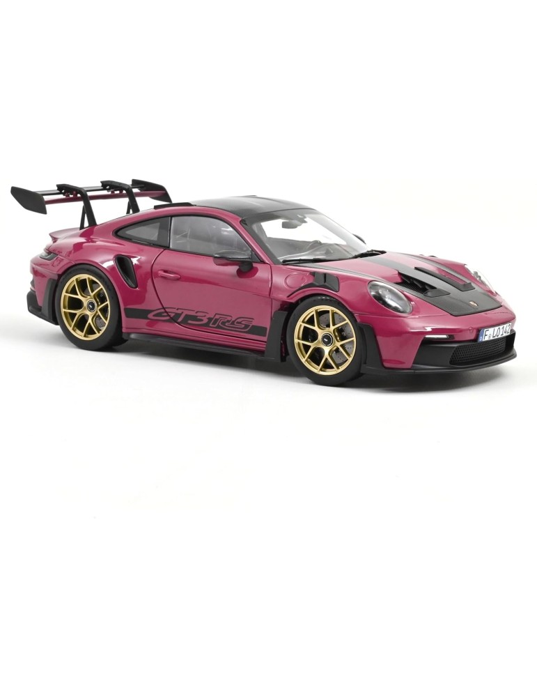 Norev 187370. Coche Porsche 911 GT3 RS con Pack Weissach de color Rojo Rubí . Escala 1/18