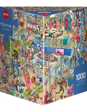 Heye 30084. Puzzle triangular de 1000 Piezas de Gimnasio para mascotas. 70x50cm
