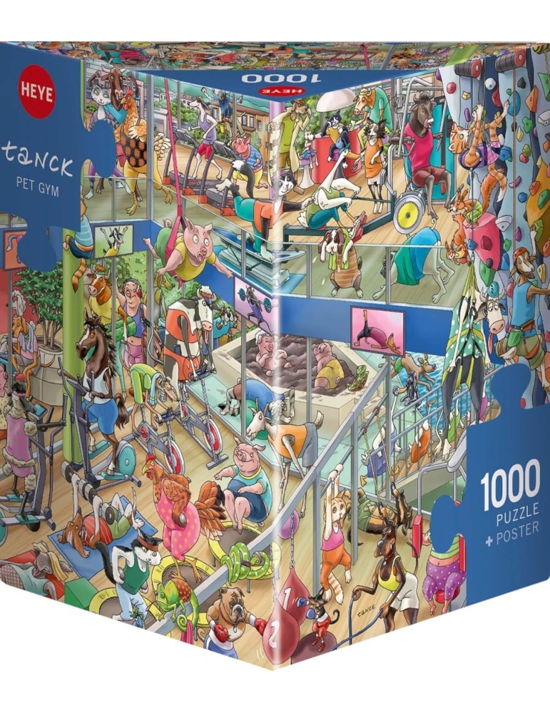 Heye 30071. Puzzle triangular de 1000 Piezas de Gimnasio para mascotas. 70x50cm