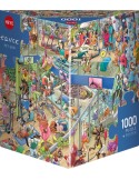Heye 30071. Puzzle triangular de 1000 Piezas de Gimnasio para mascotas. 70x50cm