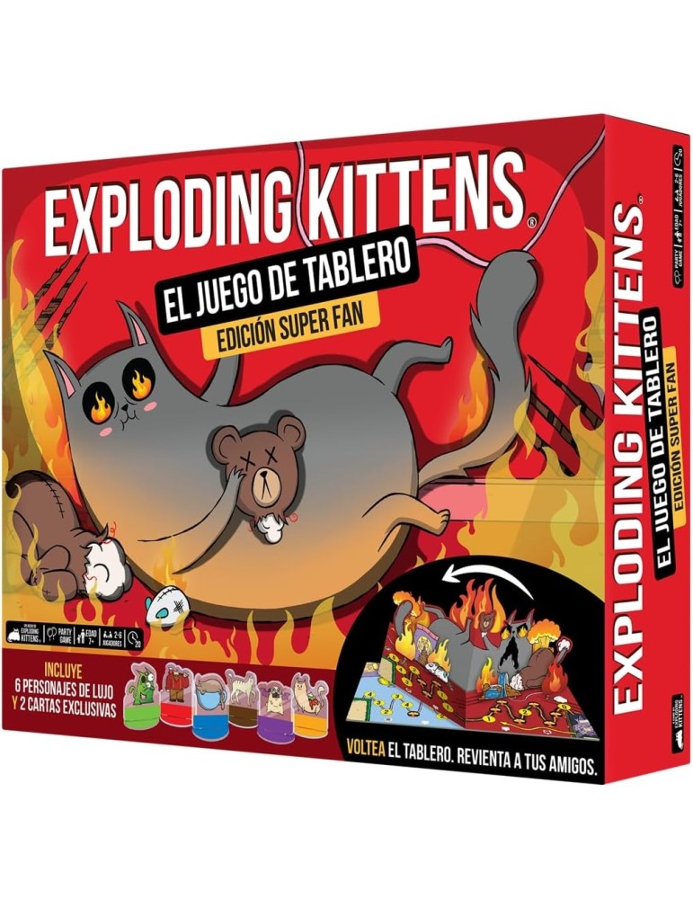 Exploding Kittens EKIBG01ES. Juego de cartas Exploding Kittens: el juego de tablero. 2-6  jug +7 años