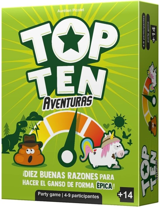 Cocktail Games CGTTA01ES. Juego de tablero Top Ten Aventuras. 4-9 jug +14 años