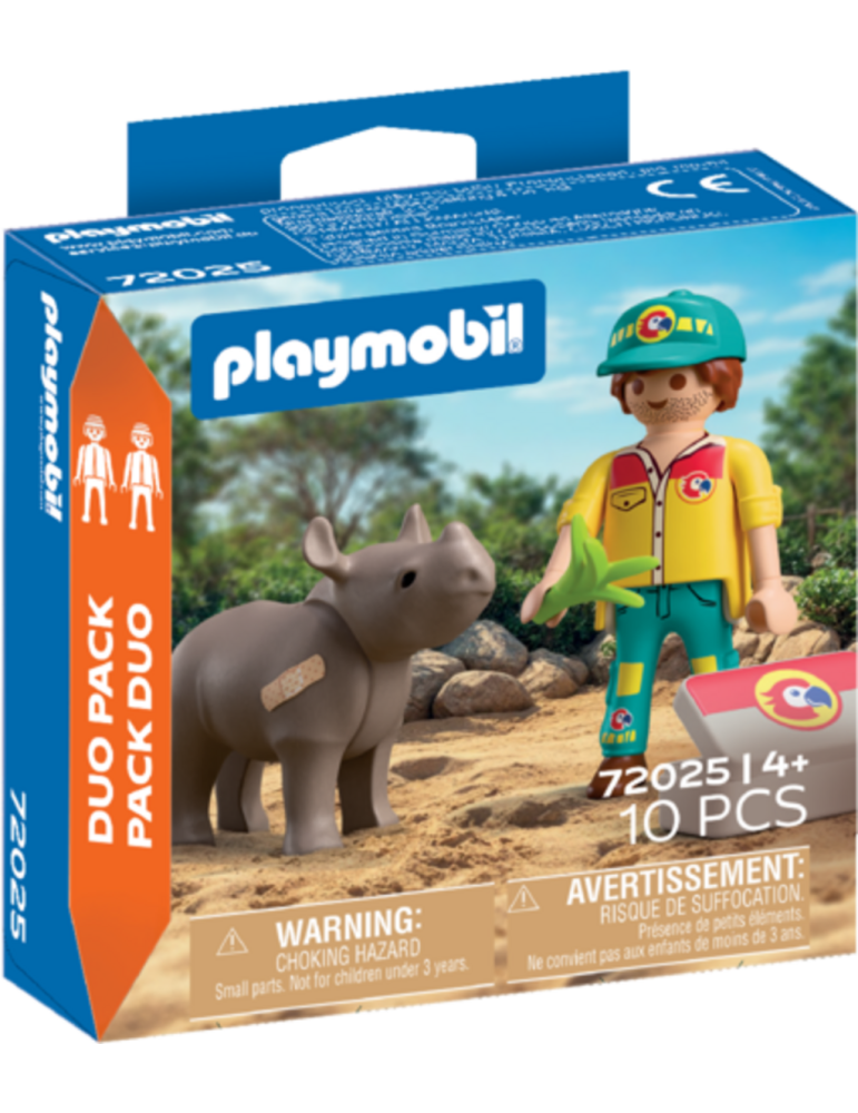Playmobil Duo Pack 72025. Cuidador con rinoceronte. A partir de 4 años