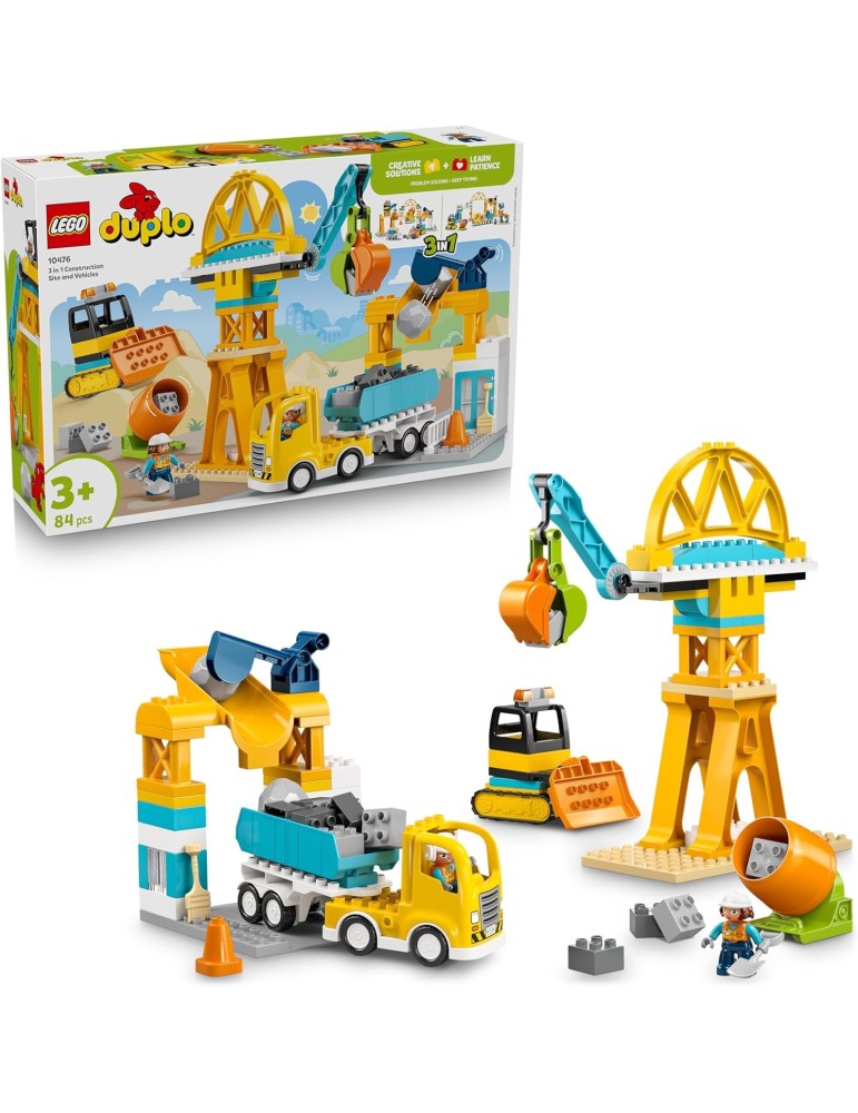 Lego DUPLO 10476. Obra y Vehículos de Construcción “3 en 1”. Más de 3 años. 84 piezas