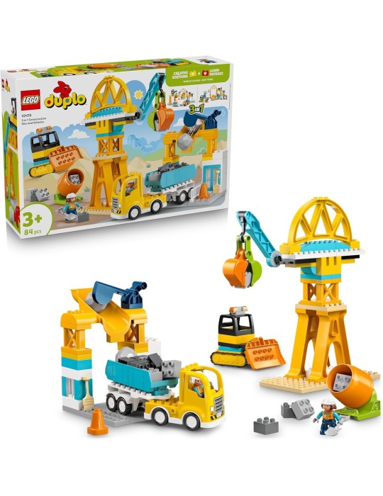 Lego DUPLO 10476. Obra y Vehículos de Construcción “3 en 1”. Más de 3 años. 84 piezas