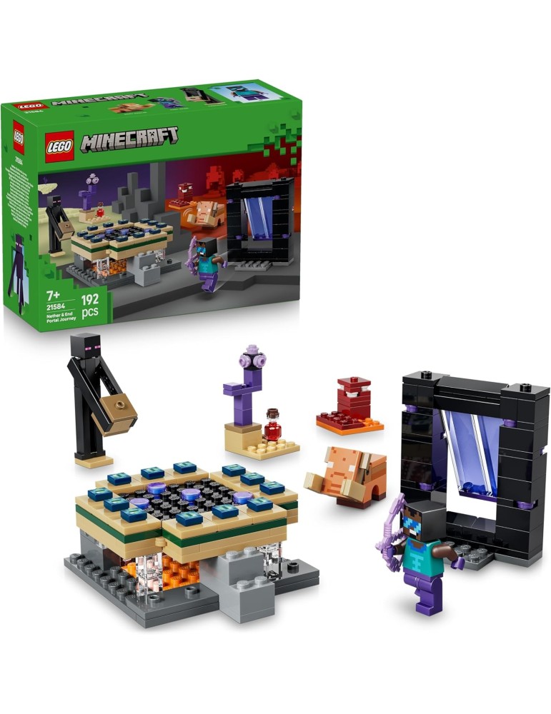 Lego Minecraft 21584. El Viaje por el Nether y el Portal al End. Más de 7 años. 192 piezas