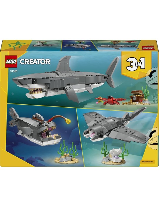 Lego Creator 3 en 1 31381. Feroz Tiburón con Cofre del Tesoro. Más de 8 años. 379 piezas