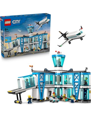 Lego City 60502. Aeropuerto con Avión. Más de 8 años. 887 piezas.