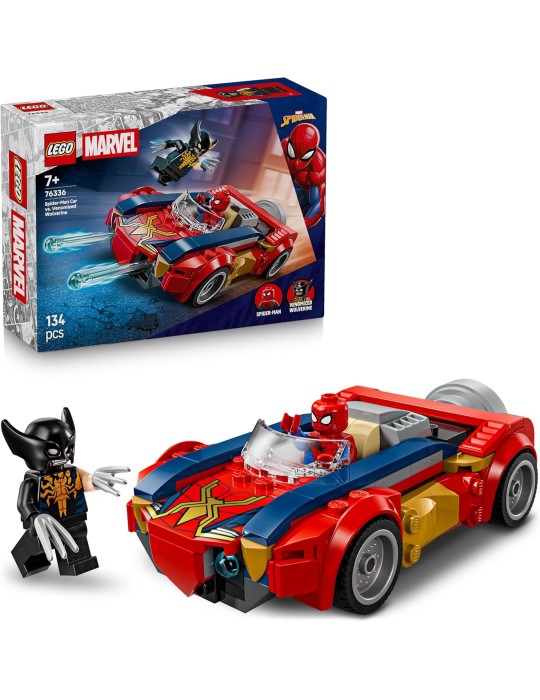Lego Marvel 76336. Coche de Spider-Man vs. Lobezno Venomizado. Más de 7 años. 134 piezas.