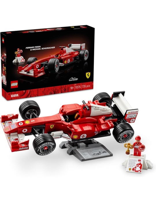 Lego Icons 11375. Ferrari F2004 y Michael Schumacher. Más de 18 años. 735 piezas.