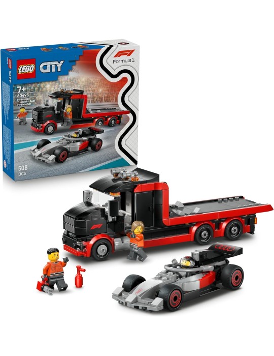 Lego City 60493. Camión de Exposición de F1 con Coche de Carreras Audi F1. Más de 7 años. 508 piezas.