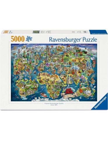 Ravensburger 017387. Puzzle de 5000 piezas Mapa del Mundo ilustrado. 101 X 153cm